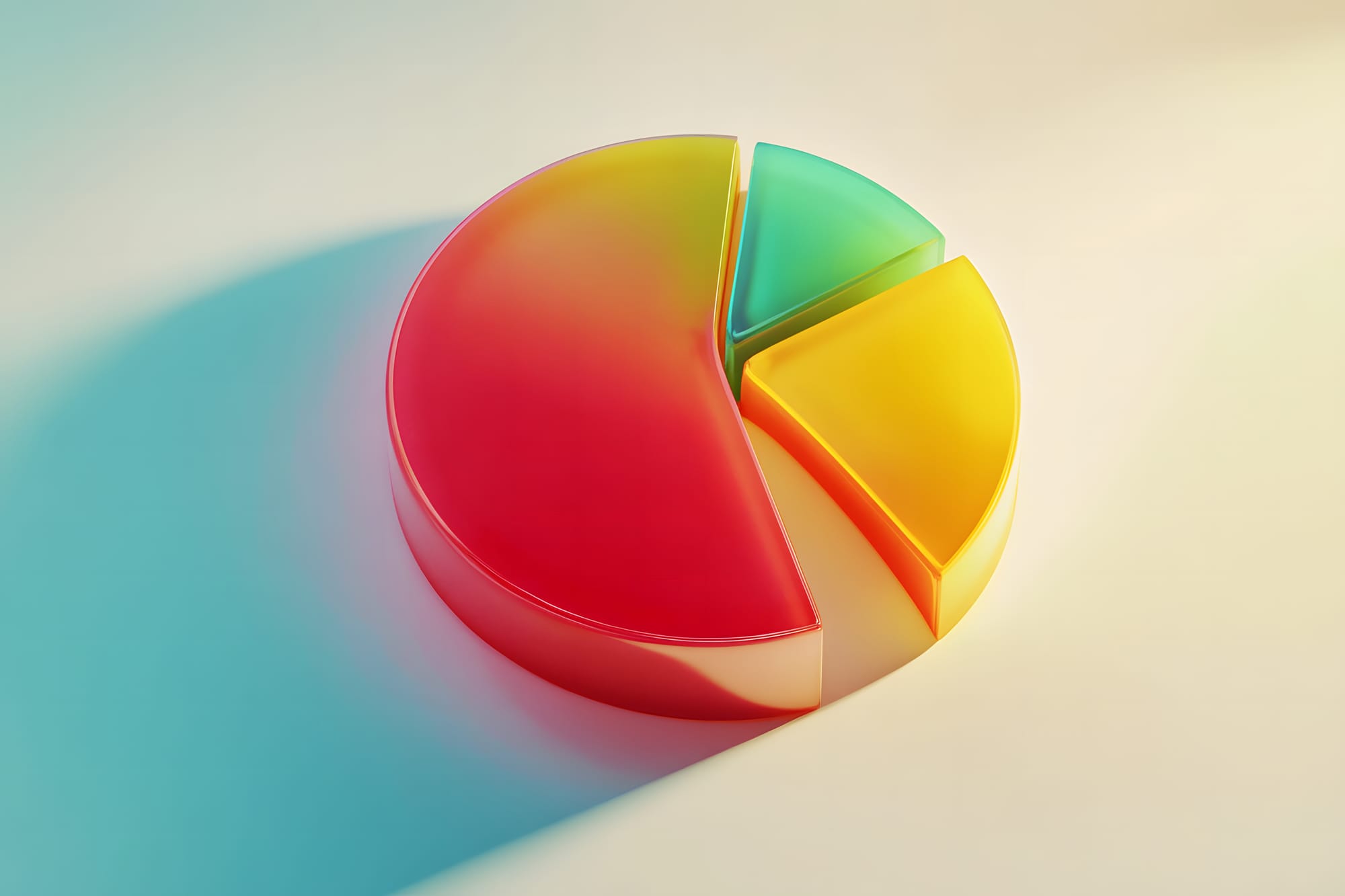 A pie chart, the classic symbol of small pieces making up the whole.